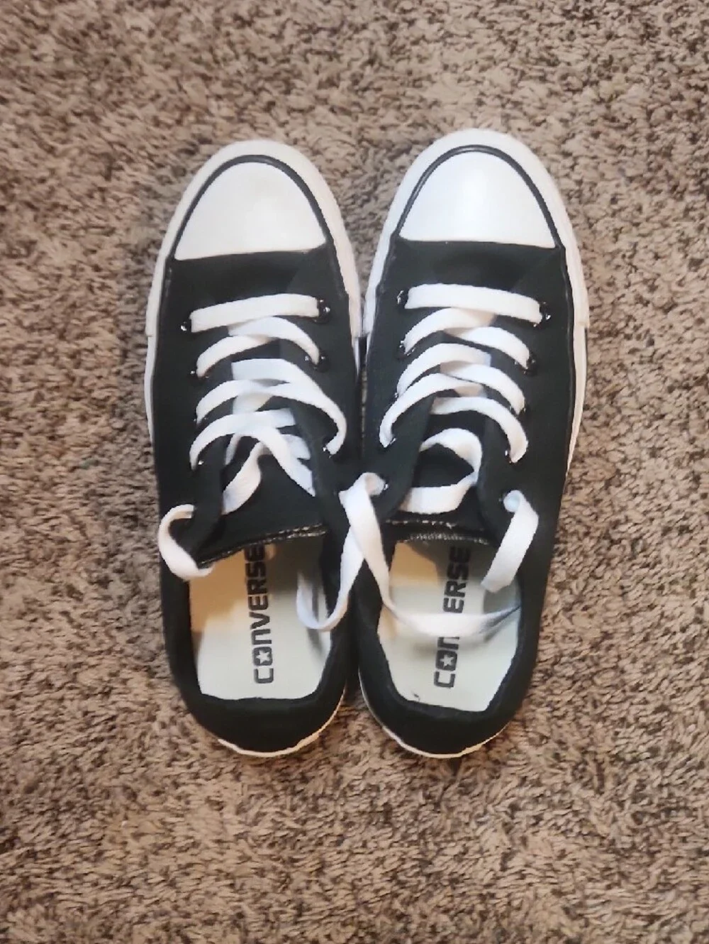 Converse Black and White Low-Top Canvas Sneakers - Picture 7 of 9